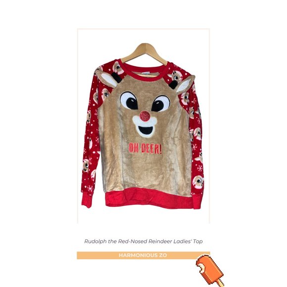 Rudolph the Red-Nosed Reindeer Ladies' Top - Picture 1 of 2